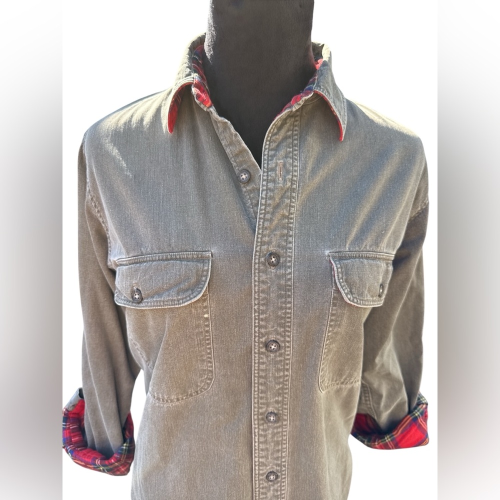 Vintage L.L. Bean Plainsmen Shirt Red Plaid Flannel Lined USA Made Men’s sz S - Picture 3 of 12